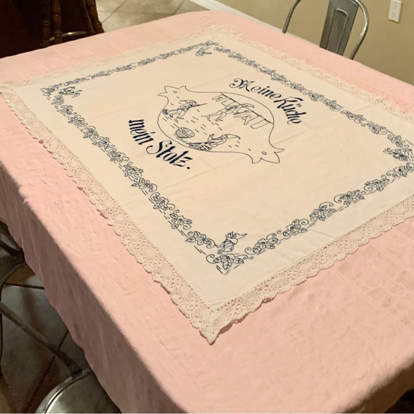 Vintage German Embroidered Lace Tablecloth - Picture 3 of 15
